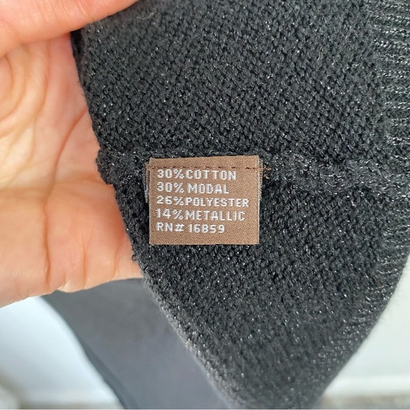 J. Mclaughlin Button Black Metallic Cardigan Sweater Women's Size Medium Long - Picture 14 of 15